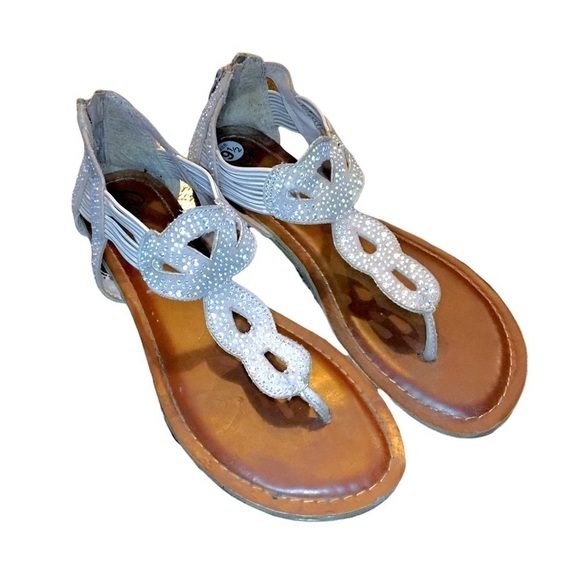 Candies Gray Dot Twist Strap Boho Sandals Women’s Size 9.5 - Picture 1 of 9